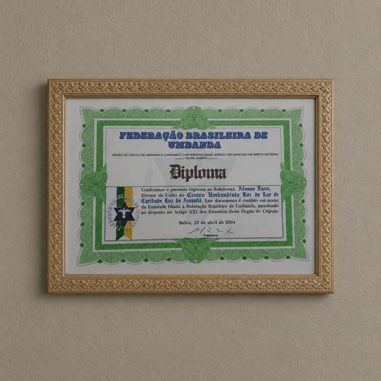 Diploma de federação de umbanda